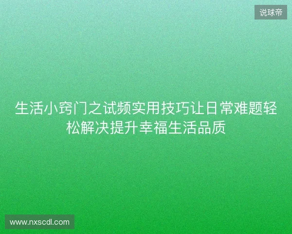 生活小窍门之试频实用技巧让日常难题轻松解决提升幸福生活品质 生活小窍门之试频实用技巧让日常难题轻松解决提升幸福生活品质