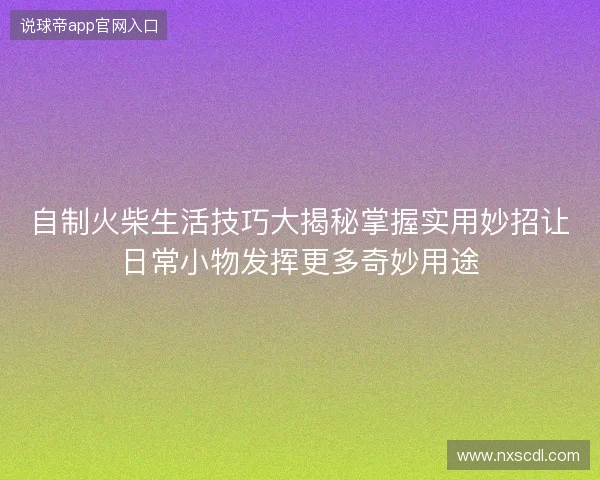 自制火柴生活技巧大揭秘掌握实用妙招让日常小物发挥更多奇妙用途